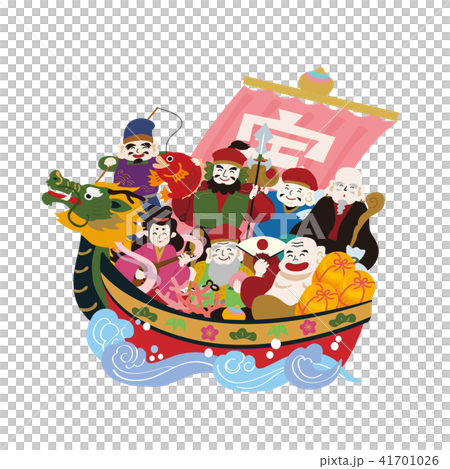 Treasure ship Seven Lucky Gods illustration vector Treasure ship Seven Lucky Gods illustration vector 41701026
