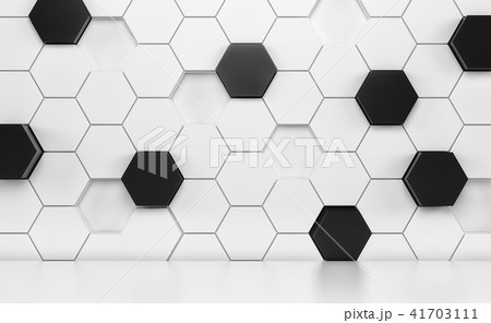 Abstact room with white floor and futuristic white and black wall. 3d render 41703111