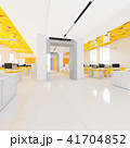 Perspective view of a color office interior with a row of white tables. 3d rendering. 41704852