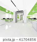 Perspective view of a color office interior with a row of white tables. 3d rendering. 41704856