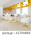 Perspective view of a color office interior with a row of white tables. 3d rendering. 41704868