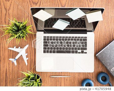 top view of business man laptop top view of business man laptop 41705948