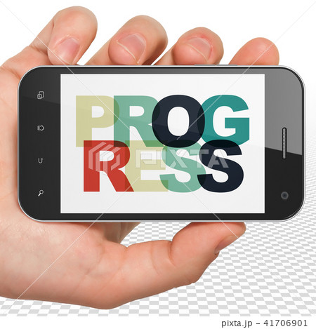 Business concept: Hand Holding Smartphone with Progress on display Business concept: Hand Holding Smartphone with Progress on display 41706901