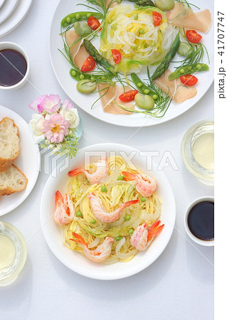 春パスタと春野菜のサラダ 春パスタと春野菜のサラダ 41707747