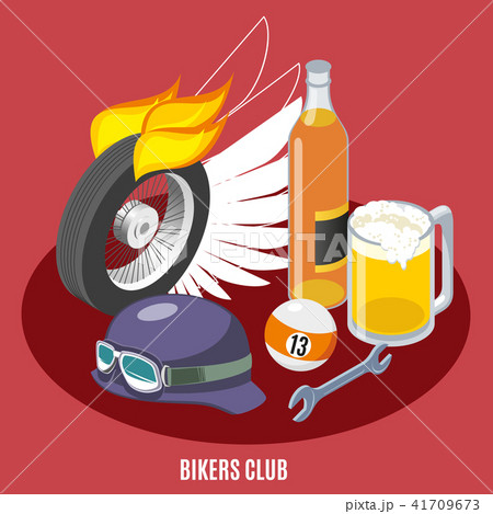 Bikers Attributes Isometric Composition 41709673