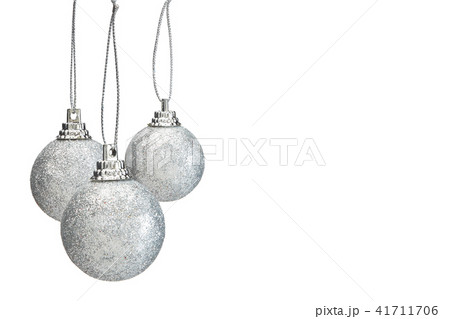 Silver hristmas balls isolated on white background 41711706