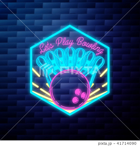 Vintage bowling emblem glowing neon sign 41714090