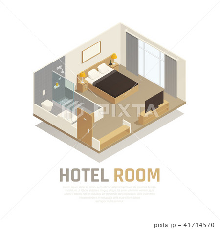 Hotel Room Isometric Composition 41714570