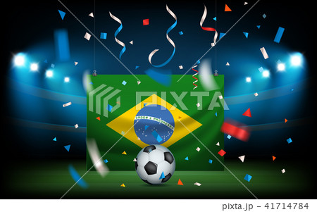 Football stadium with the ball and flag of Brazil 41714784
