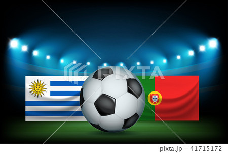 Football stadium with the ball and flags 41715172