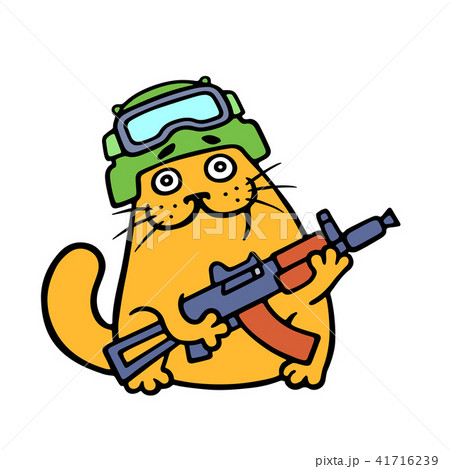 Funny cat special forces armed and ready. Vector Funny cat special forces armed and ready. Vector 41716239