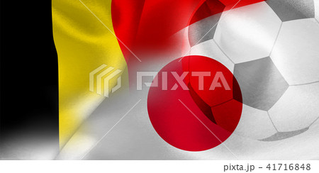 ベルギー 日本 国旗 サッカーのイラスト素材