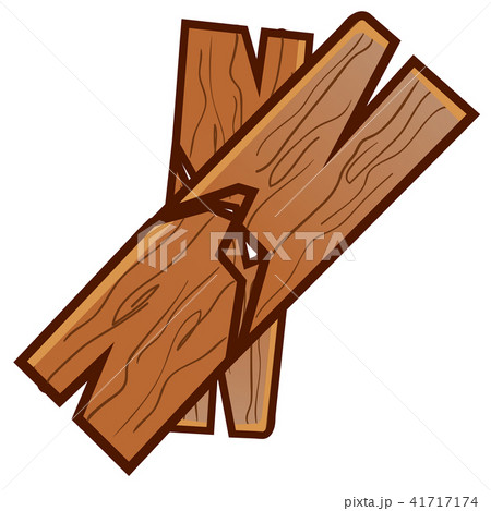 Two broken planks isolated on white background. Karate competitions. Vector cartoon close-up 41717174