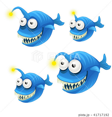 Set of cartoon fish isolated on white background. Vector cartoon close-up illustration. 41717192