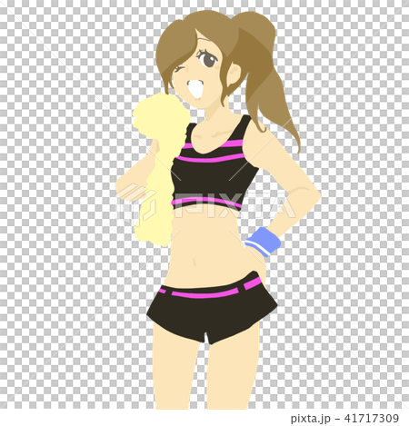 スポーツ 女子 女の子 トレーニング ジム 運動のイラスト素材