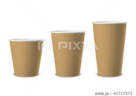 Vector realistic 3d brown kraft paper disposable cup icon set closeup isolated on white background 41717372