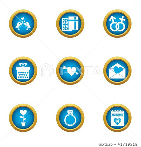 Wedding souvenir icons set, flat style Wedding souvenir icons set, flat style 41719518