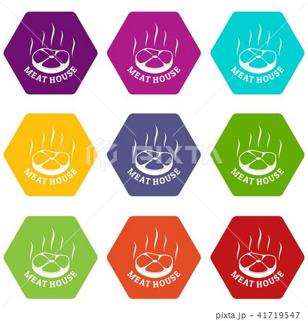 Meat house eco icons set 9 vector 41719547