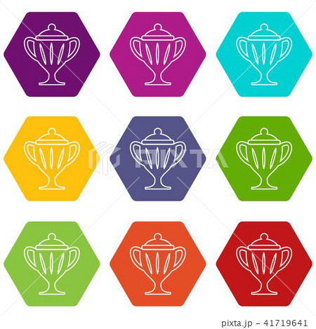Ice hockey cup icons set 9 vector 41719641