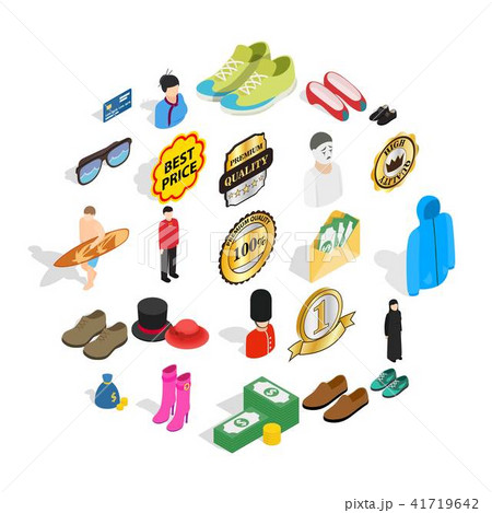 Buying clothes icons set, isometric style Buying clothes icons set, isometric style 41719642
