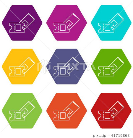 Ice hockey ticket icons set 9 vector 41719868