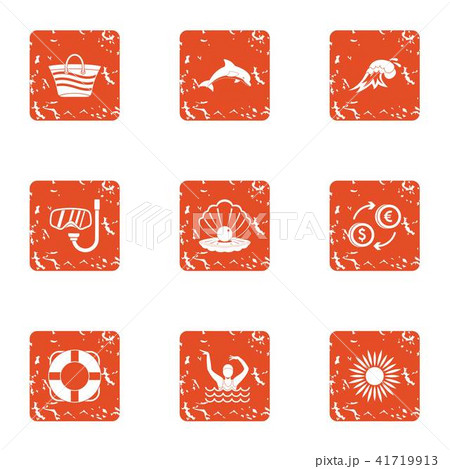 Nearshore money icons set, grunge style Nearshore money icons set, grunge style 41719913