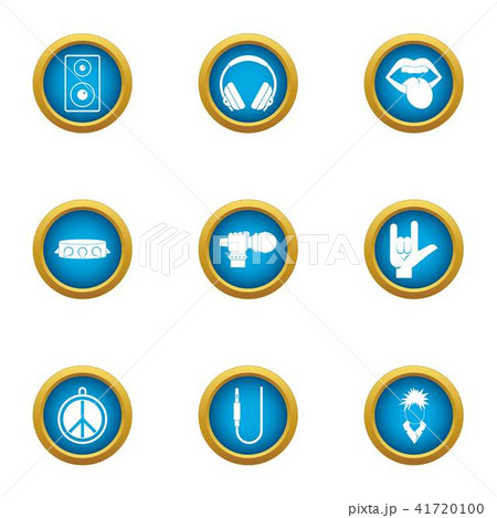 Music of the past icons set, flat style Music of the past icons set, flat style 41720100