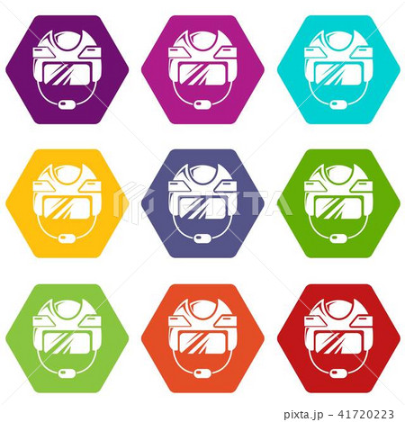 Hockey helmet icons set 9 vector Hockey helmet icons set 9 vector 41720223