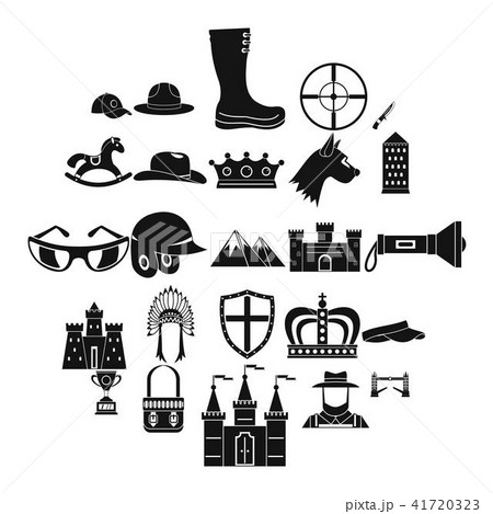 Equestrian icons set, simple style Equestrian icons set, simple style 41720323