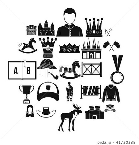 Horsemanship icons set, simple style Horsemanship icons set, simple style 41720338