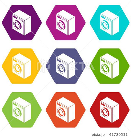 Washing machine icons set 9 vector 41720531