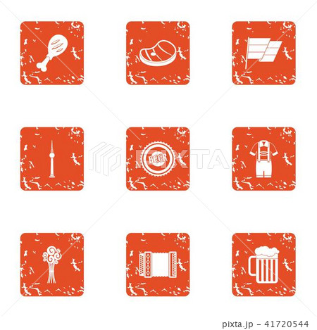 Village utopia icons set, grunge style Village utopia icons set, grunge style 41720544