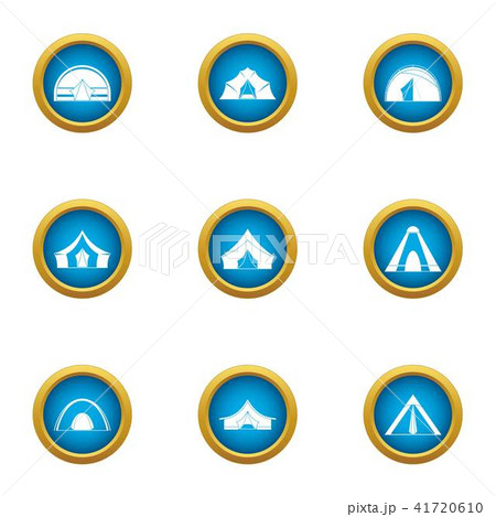 Tent city icons set, flat style Tent city icons set, flat style 41720610