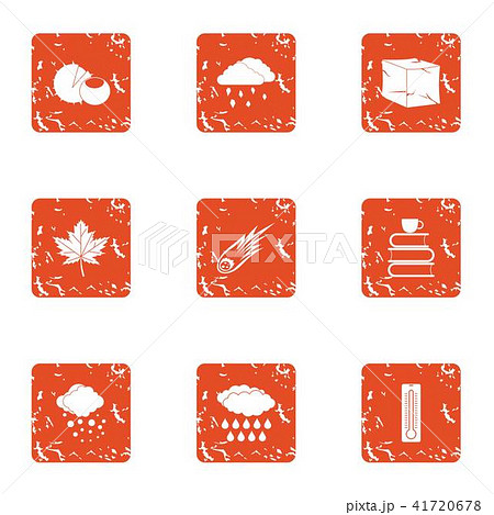 Fall down icons set, grunge style 41720678