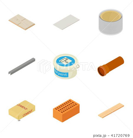 Construction material icons set, cartoon style Construction material icons set, cartoon style 41720769