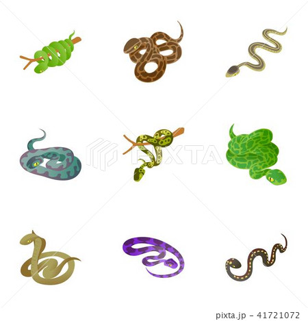 Snake icons set, cartoon style Snake icons set, cartoon style 41721072