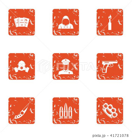 Sedition icons set, grunge style Sedition icons set, grunge style 41721078