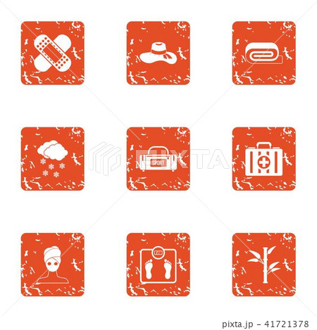 Gym room icons set, grunge style 41721378