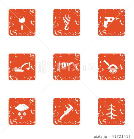 Excavate icons set, grunge style 41721412