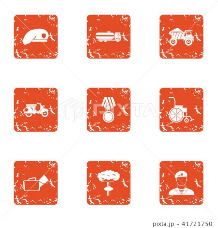Military court icons set, grunge style 41721750