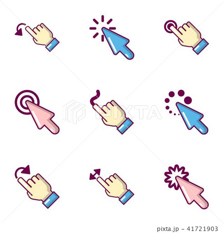 Click icons set, cartoon style 41721903