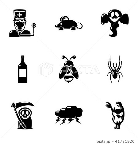 Deadly danger icons set, simple style Deadly danger icons set, simple style 41721920