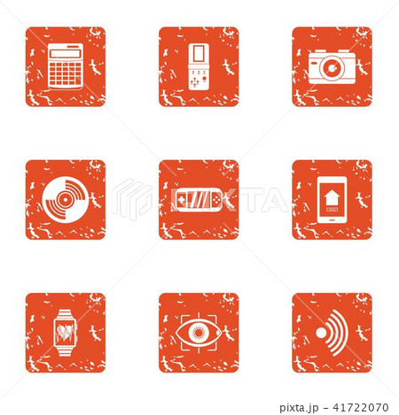 Computing device icons set, grunge style 41722070