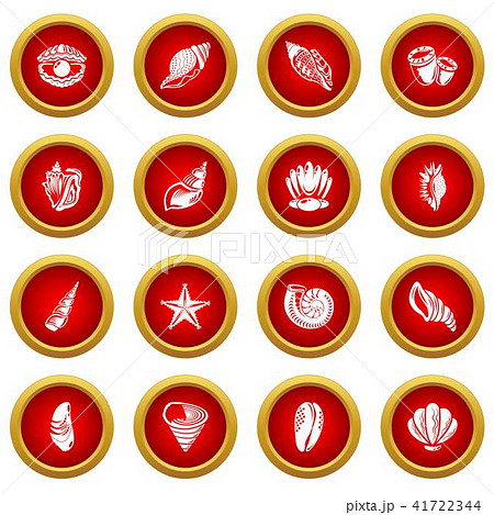 Tropical sea shell icons set, simple style Tropical sea shell icons set, simple style 41722344