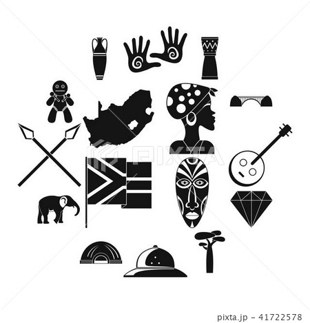 South Africa travel icons set, simple style South Africa travel icons set, simple style 41722578