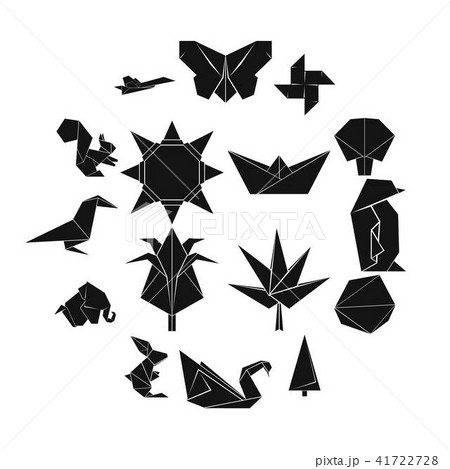 Origami icons set, simple style 41722728