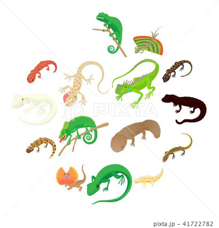 Lizard icons set, cartoon style Lizard icons set, cartoon style 41722782