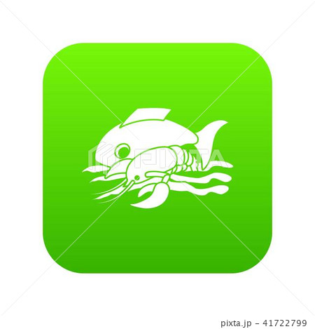 Sea food icon green vector 41722799
