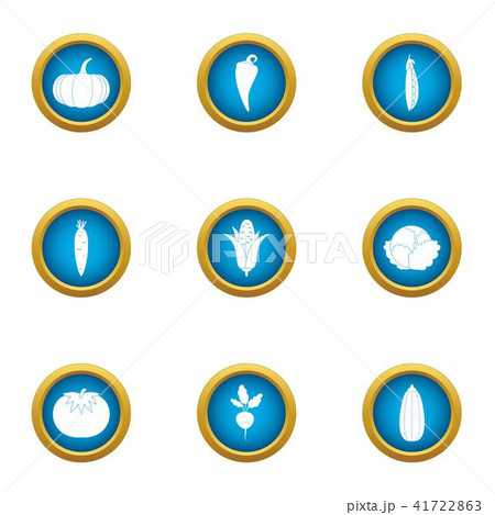 Vegetable mix icons set, flat style Vegetable mix icons set, flat style 41722863