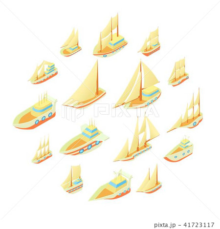 Sailing ship icons set, cartoon style 41723117